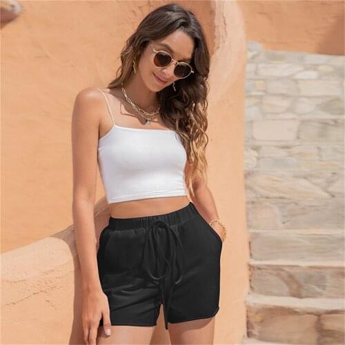 2021 New Women Summer Shorts High Waist Harajuku Casual Lace Up Sport Cotton Short Clothing Streetwear Bicycle Cycling Pants