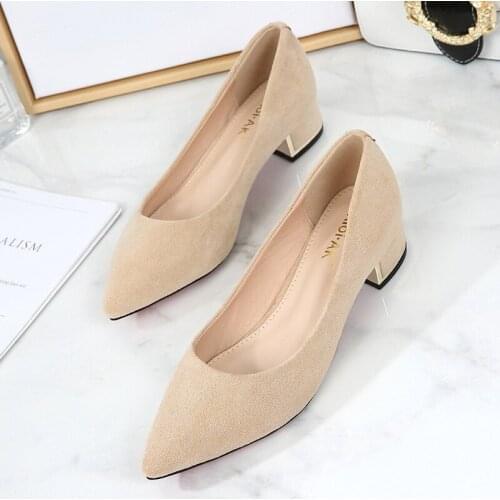 Womens Pumps Pointed toe and shallow mouth professional temperament single shoes High Quality Lady Middle Heels Fashion W21-64