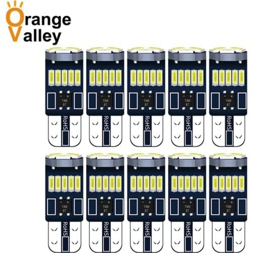 10Pcs T10 W5W 15LED 4014 Car Led Wedge Light 12V Marker Side Dome Interior Lamp Reverse License Plate Bulb 15SMD