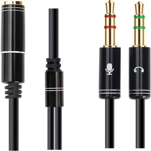 2 in 1 Audio Extension Cord 1m Mobile Headset to PC Earphone Cable 1 Female to 2 Male Stereo Adapter