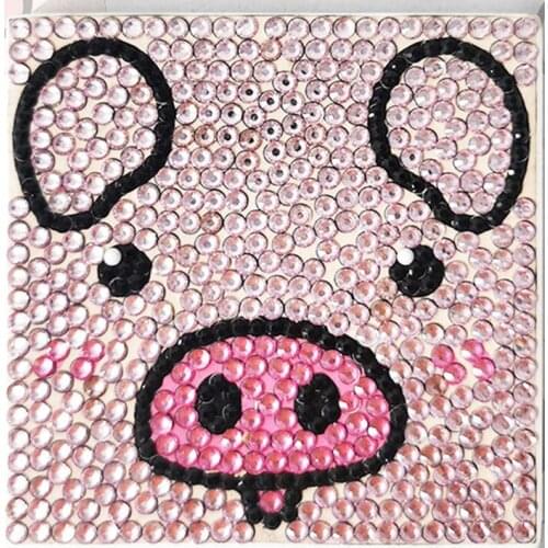 2021 Diamond Embroidery DIY Wooden Insulation Pad Cartoon Mini Water Cup Insulation Pad Gifts for the New Year