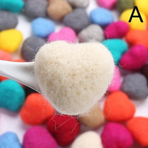 3cm Candy Color Heart Shape Wool Felt Craft Mini Pompon Balls For DIY Handmake Earrings Jewelry Making Headdress Decoration Mate