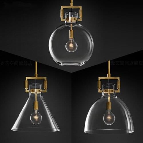 American RH Edison Pendant Light Brush Gold Metal E27 Led Pendant Lamp Indoor Lighting Adjustable Droplight Hanging Lamp Fixture