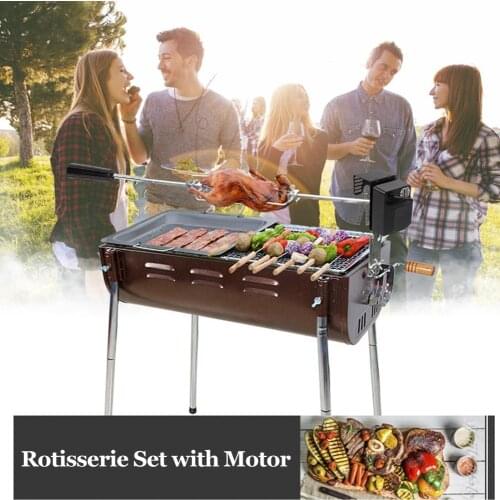 Stainless Steel Automatic BBQ Rotisserie Kit with Motor for Grilling Marshmallow Hot Dog Chicken Steak EU Standard/US Standard