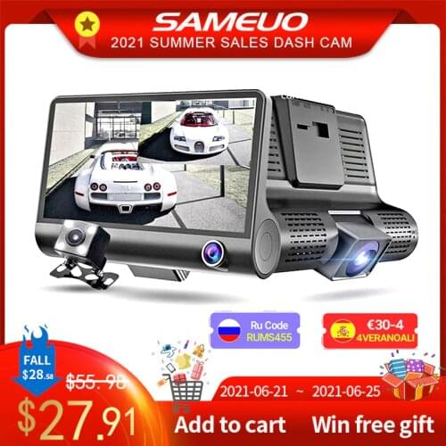 Sameuo S13 Dash Cam Front and Rear 3 Cameras Lens Rear View Dashcam WIFI For Car Camera HD1080 Video Recorder Reverse AUTO Dvr