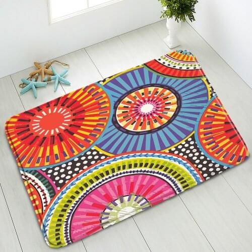 Bohemian Ethnic Flower Non-Slip Bath Mat Geometric Pattern Bedroom Kitchen Doormat Absorbent Floor Mats Carpet Washable Foot Pad