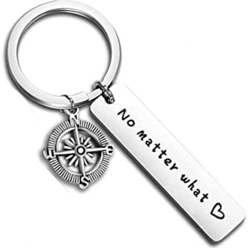 Stainless Steel Key Chain Keyrings Compass Hand-in-Hand Bosom Lover KeyChains Pendant Gift Accessory for Boyfriend Girlfriend