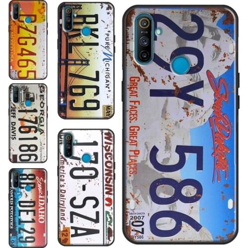 Retro Funny License Plate For OnePlus 9 8 Pro 7 Nord 9R 8T Case Cover For Realme 8 Pro 7 6 Q3 C3 C11 C15 C21 GT Neo