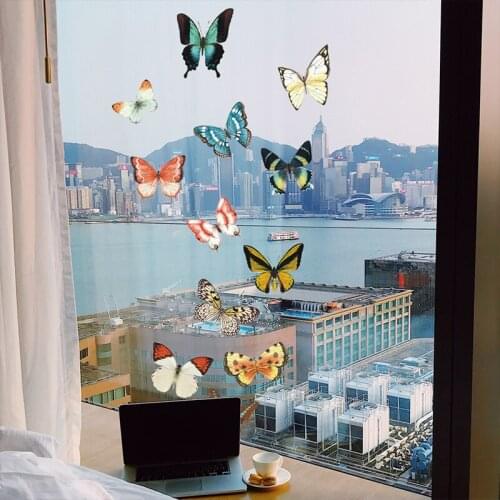 Colored Butterfly Glass Electrostatic Stickers Window Film Home Decor Wall Stickers Bathroom Window Decoration Mural Decals