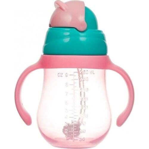 240 330ml Children Learn Drinking Water Straw Handle Bottle Baby Cup Cute Training Drink School Food Milk Bottles