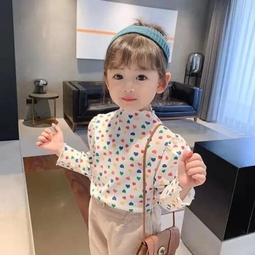 Childrens spring sweet bottom shirts baby kids girls clothing autumn new girls cute long sleeve cotton hearts t-shirts P4 092