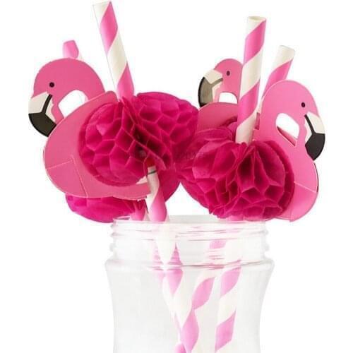 DHL 100bag 50pcs/ bag 3D Flamingo Drinking Straws Jungle Paper Straw Summer Pool Party Supplies Wedding Decor