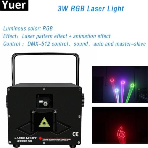 Disco 3W RGB Mini Laser Projector Stage Disco DJ Birthday Party Show Laser Lighting Patterns Beam Light DMX512 Musci Control