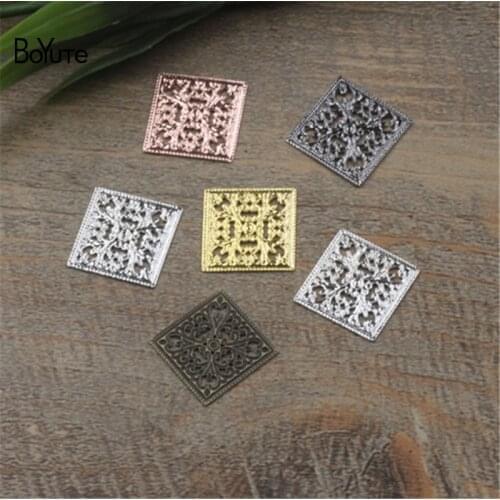 BoYuTe Filigree (200 Pieces/Lot) 15MM Metal Brass Filigree Square Flower Charms Diy Hand Made Jewelry Findings