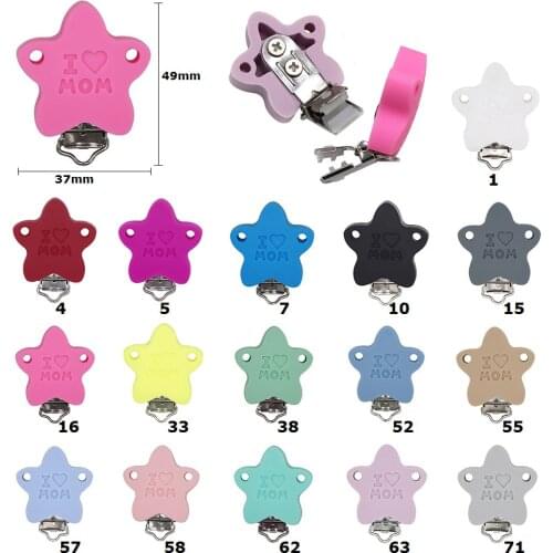 Joepada 3Pcs Stars Shape Silicone Beads Pacifier Clip For Diy Baby Teether Teething Necklace Holders Stainless Nipple Clamp