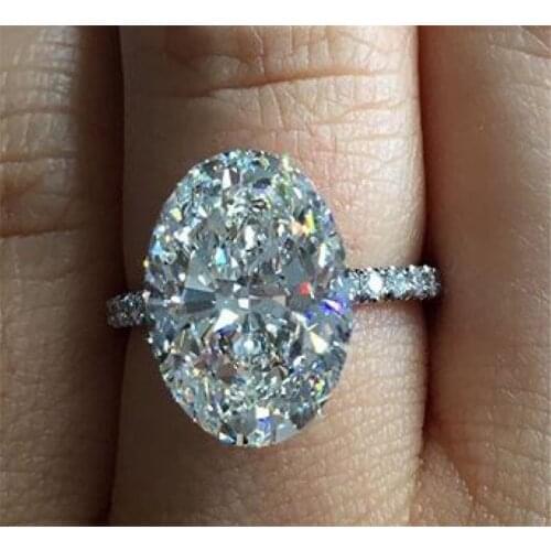 Solitaire Lovers ring 925 Sterling silver Oval 5ct Cubic Zirconia Party Wedding Band Rings for women Engagement Finger Jewelry