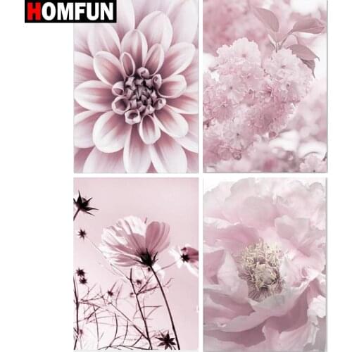 HOMFUN Full Square/Round Drill 5D DIY Diamond Painting "Pink bouquet theme" Embroidery Cross Stitch 5D Home Decor Gift