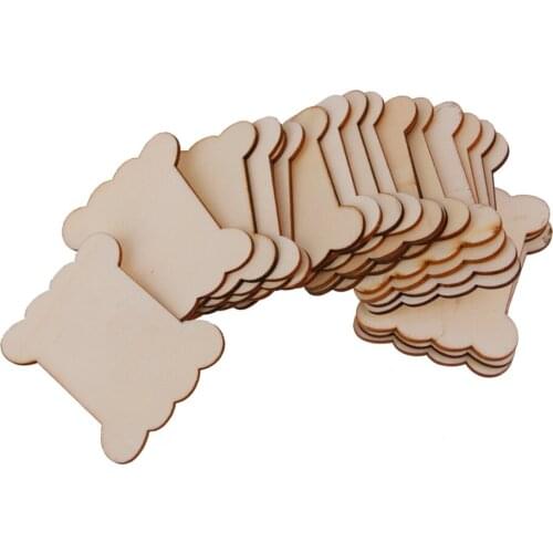 Pack of 20 Wooden Blank Thread Ribbon Twine Reel Organizer Flat Spools