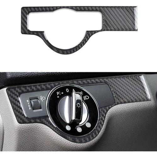 Car Headlight Button Cover Fog Lamp Switch Sticker for Mercedes Benz C-Class W204 2007-2011 Carbon Fiber