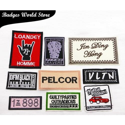 Punk Car Hand Alphabet Police Rectangle Totem Icon Embroidery Applique Patches For Clothing DIY Iron on Badges on the Backpack