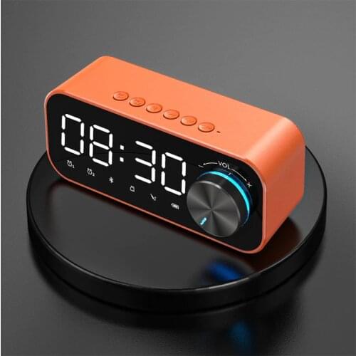 Newest Mirror Bluetooth Alarm Clock Sound System LCD Display SD Card Alarm Clock Subwoofer Wireless Bluetooth 5.0 Speaker