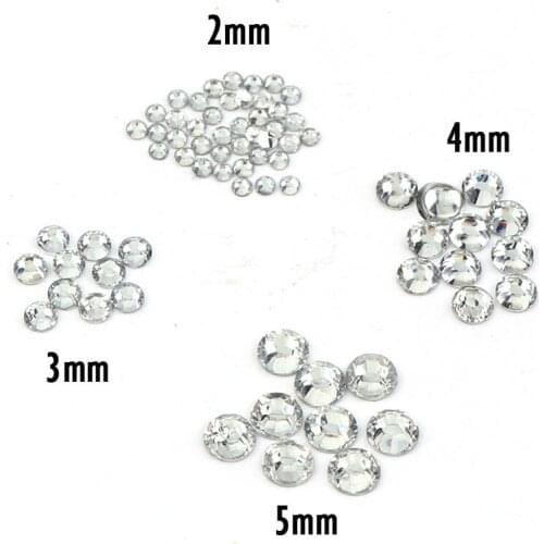 New Arrivals 10000pcs/bag 2mm/3mm/4mm/5mm Clear Crystal 14 Facets Round Resin Flatback Rhinestones DIY Phone Shoes Decorations