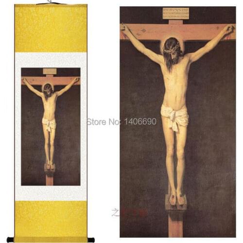 Wholesale price --TOP Christianity ART-silk Chinese painting Jesus Christ Crucifixion on the cross --Free shipping cost