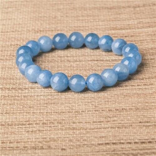 Genuine Natural Blue Crystal stone 10mm Beads Bracelet AAAA