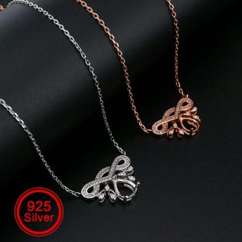 1Pcs Pear Prong Pendant Settings Necklace Vintage Style Rose Gold Plated Solid 925 Sterling Silver Charm Bezel Tray 1431062