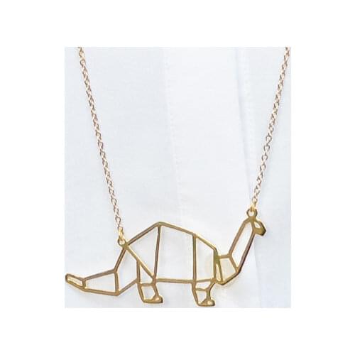 Gold Silver Color Apatosaurus Necklace Women Dinosaur Origami Brontosaurus Statement Necklace Kolye Cs Go Collares