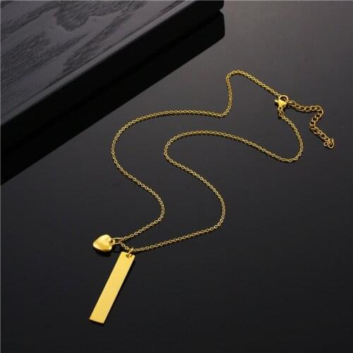 Personalized Custom Name Necklace for Women Bar Heart Pendant Choker Gold Stainless Steel Chain Customized Nameplate Necklaces