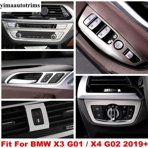 Armrest Window Lift Button / AC Air Panel Cover Trim Stainless Steel Accessories For BMW X3 G01 2018 - 2021 X4 G02 2019 - 2021