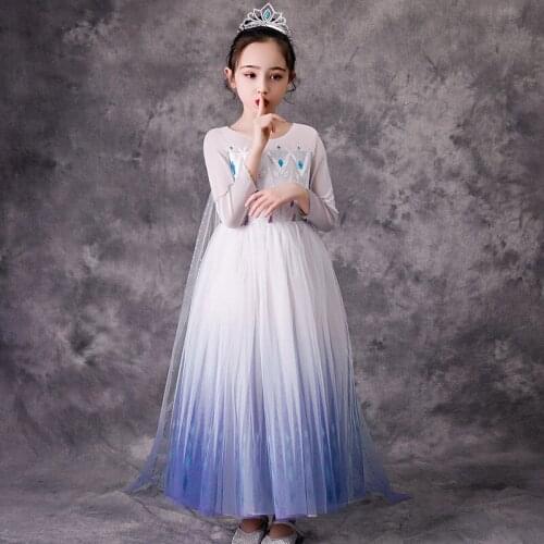 Princess Elza 2 Vestidos dresses Baby Girls Summer Sequins Full Cospaly Dress Girl Tutu Teen Birthday Gown Party white Clothes