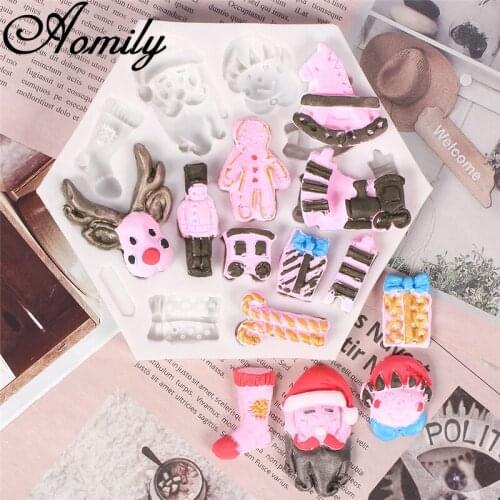 Aomily Christmas Snowflake Snowman Santa Gift Cake Mold Baking Pastry Chocolate Candy Jelly Silicone Molds Baking Accessories