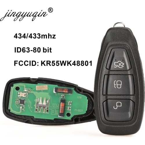 Jingyuqin KR55WK48801 Smart Remote Key For Ford Focus C-Max Mondeo Kuga Fiesta B-Max 433/434Mhz 4D63 80Bit Intelligent Keyless