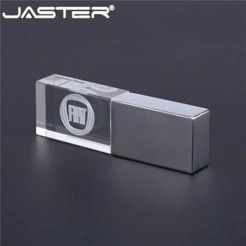 JASTER fiat crystal+metal USB flash drive pendrive 4GB 8GB 16GB 32GB 64GB External Storage memory card u disk USB 2.0