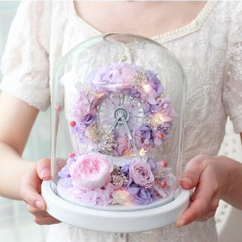 Eternal flower Rose hydrangea Ferris wheel lantern style Valentines Day Mothers Day gift wedding home decor Artificial Flowers