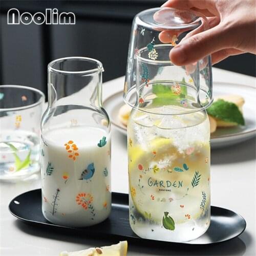 Japanese Transparent Heat Resistant Glass Cold Kettle Water Cup Set Juice Jug Office Drinking Cup Breakfast Milk Mug Drinkware