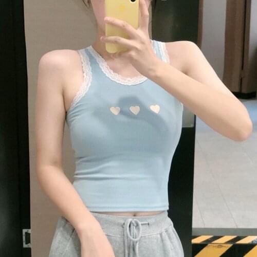 UNUTH Girls Soft Cotton Square Collar Vest 2021 Summer Fashion Ladies High Street Sexy Sling Female Printed Slim Short Vest