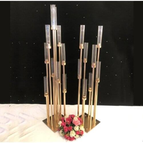 10 Heads Metal Candlestick Candelabra Candle Holders Stands Wedding Table Centerpieces Flower Vases Road Lead Party Decoration