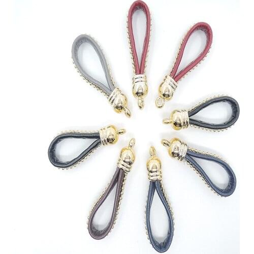 10pcs/lot new arrival 4cm beads leather tassel for jewelry making diy mini tassels with gold cap earring keychain accessories