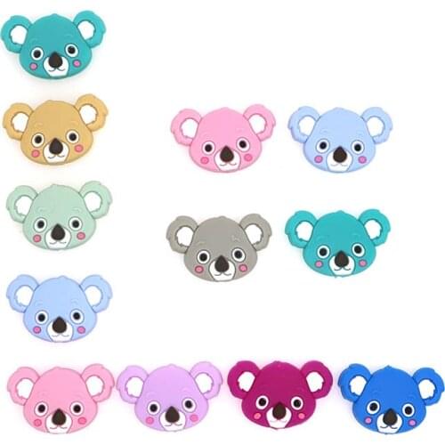 Kovict 10pcs Silicone Beads Mini Koala bead Baby Silicone Teether Food Grade Rodents DIY Baby Teething Toys