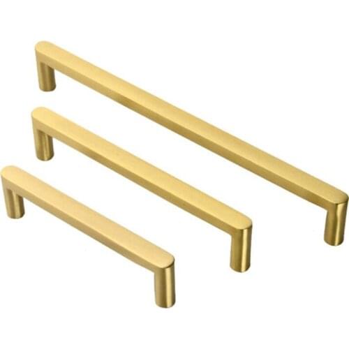 Modern Style Solid Brass Cabinet Handles INS Gold Kitchen Cupboard Pulls Drawer Knobs Solid Furniture Handle Hardware