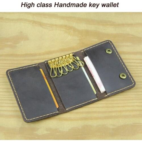 100% Handmade Vintage Genuine Leather Key Holder Men Leather Key Wallet Men key case Women key organizer Fashion pouch Bag