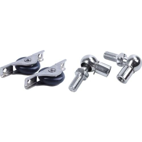 2Pcs Gas Strut M6 Female Thread Ball Socket Dia Flat Bracket Mount with 2 Pcs Nylon Single Axle Sliding Door Roller