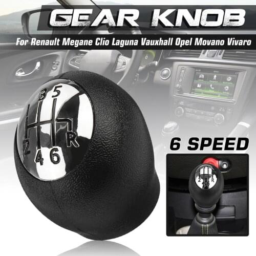 6 Speed Manual Gear Shift Knob Lever Shifter Handball PU Leather/Plastic For Renault Megane Clio Laguna Scenic For Vauxhall/Opel