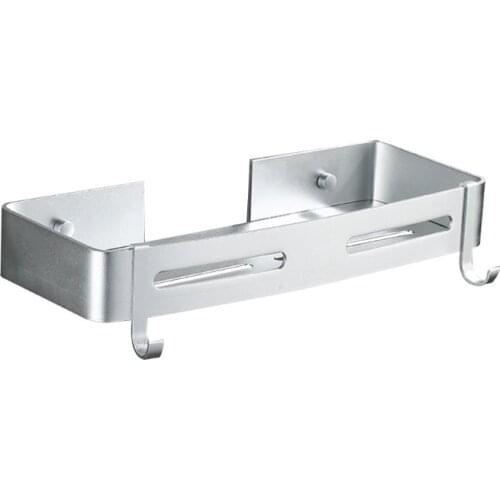 634E No Drill Bathroom Shelf Shower Caddy Organiser Bath Storage Holder Wall Mounted Self Adhesive Non Rust Rectangular