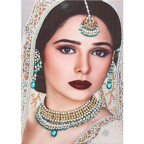 5D DIY Diamond Painting Cross Stitch Indian Women Embroidery Mosaic Handmade Special Shaped Drill Room Wall Decor Craft Gift