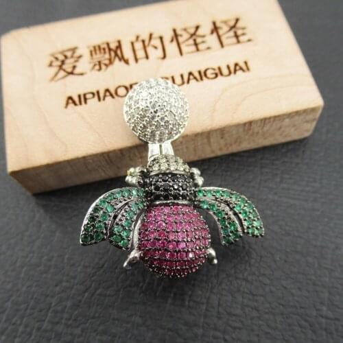 APDGG 1 PC Cubic Zirconia CZ Pave Jewelry Findings Bee Clasps For Pearl Bracelets Necklaces Making DIY Craft Accessories