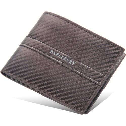 Black/brown Men Wallet Business Short Slim Lozenge Leather Male Purse Solid Color Mens Coin Wallet Card Holder New Money Bags